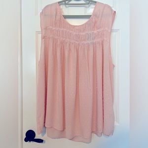NWT TORRID LIGHT PINK SWISS DOT CROCHET INSET TOP